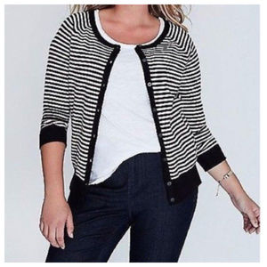 Lane Bryant Cardigan Sweater 28 Black Pink Stripe